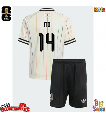 Japan Junya Ito #14 Replica Away Stadium Kit for Kids World Cup 2026 Short Sleeve (+ pants)